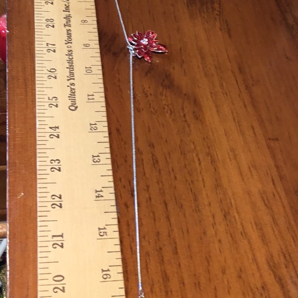 Christmas Poinsettia Jewelry Necklace & Earrings - Picture 15 of 16